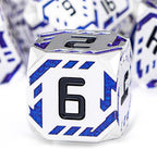 Metal DND Sci-fi Dice Set 7PCS Stripe Polyhedral Dice for Dungeons Dragons RPG Role Playing Game, Glitter D and D Dice with Gift Box D6 D8 D10 D12 D20 (Silver Blue)