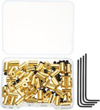 MECCANIXITY 50 Pcs Metal Locking Pin Backs, Locking Pin Keepers Clasp 9mm(H) with 4 Wrench Replacement in Storage Case for Badge, Brooch, Gold Tone