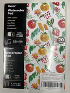 Funto Watercolor Pads, 2 Packs, 100% Cotton, 20 Sheets Each, 8.3x5.8, 140lb/300gsm, Glue Bound, Easy Tear Heavyweight Art Paper for Painting