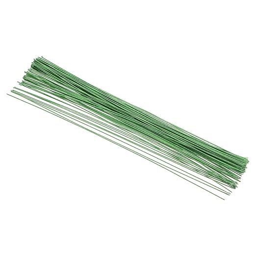 PATIKIL 18 Gauge 16" Floral Stem Wire, 100 Pcs Paper Wrapped Iron Artificial Flower Stem Accessories for DIY Bouquet Stem and Craft Decoration, Light Green