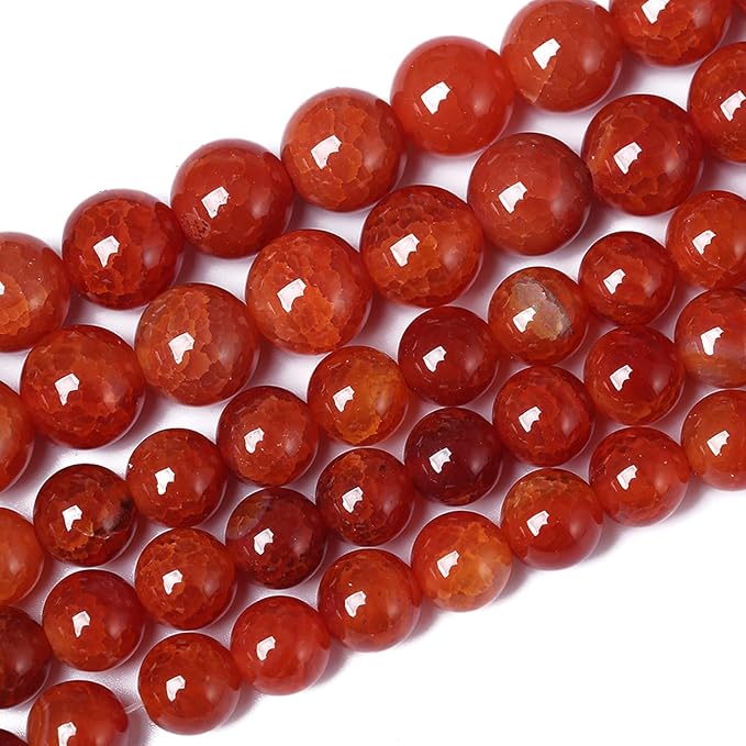 8mm 45pcs Natural Red Dragon Vein Agate Stone Beads for Jewelry Making Energy Healing Round Beads DIY Bracelet Necklace Accessories 15" (8mm, Red Dragon Vein Agate)