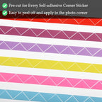 50 Sheets Self Adhesive Photo Corners - Hold 1275 Photos - 6 Colors 5100 pcs Photo Mounting Corner Stickers for Polaroid, Instax Foto of DIY Picture Scrapbook and Recollections Photo Album