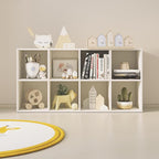 Wood Cube Storage Organizer Closet Cabinet for Living Room Bedroom Study Shelf Bookcase Wooden Floor Standing Open Bookshelf for Kids Home Office Display Storage Cabinet (White, 8-Cube, 11.81in)