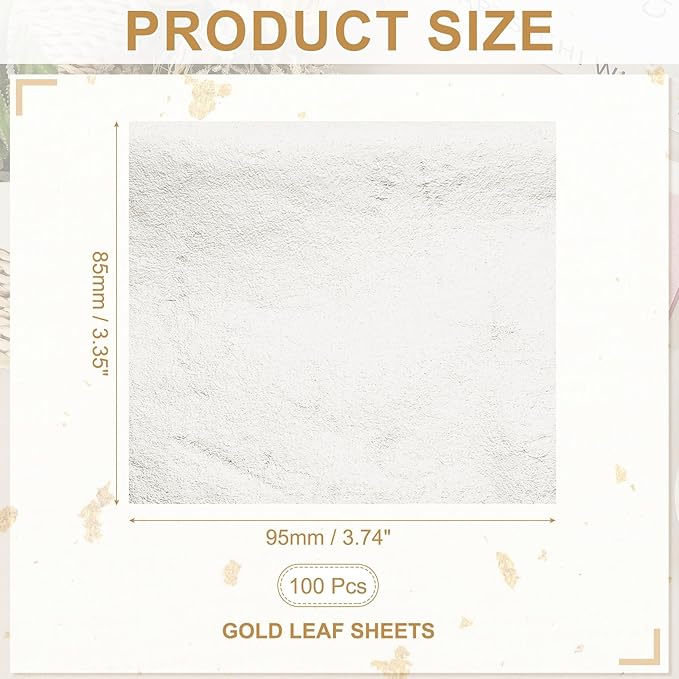PATIKIL Gold Leaf Sheets for Art 3.7" x 3.4", 100 Pcs Gold Foil Sheet Metallic Leaf Papers for DIY Crafts Resin Furniture Nails Paintings Home Decoration, Light Silver