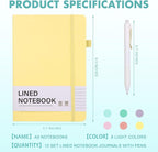 Aodaer 12 Set Lined Notebook Journals with Pens A5 Notebooks 100 GSM College Ruled Hardcover Notebook PU Leather Notepad with Pen Holder for Office School, 5.7 x 8.3 Inches, Light Multicolor