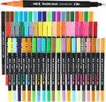 60 Colors Dual Tip Brush Pens, Fine Felt Tip and Brush Tips Colored Pens for Adults and Kids, Coloring Markers for Coloring Book Bullet Journaling Note Taking Hand Lettering