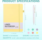 Aodaer 30 Set Lined Notebook Journals with Pens A5 Notebooks 100 GSM College Ruled Hardcover Notebook PU Leather Notepad with Pen Holder for Office School, 5.7 x 8.3 Inches, Light Multicolor