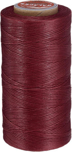 uxcell Flat Leather Sewing Waxed Thread, 270m / 295 Yards Polyester Wax String, 150D Wax Stitching Cord for Leather Crafts, Bookbinding, Bracelets Braided, Burgundy