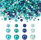 1840Pcs 4/6/8mm Glass Pearl Beads Pearlized Beads Multi Colors Round Spacer Beads for DIY Craft Jewelry Making Hole: 1mm, Mixed Blue