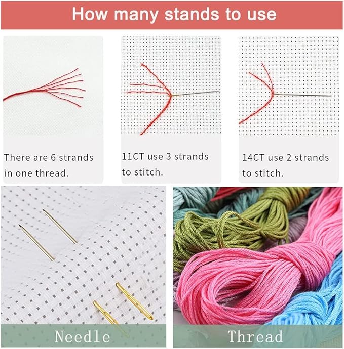 Leczany Cross Stitch Stamped Kit for Adults or Kids - Shining Park Trail | DIY Embroidery Starter Patterns Craft Kit Needlepoint for Beginner | 11CT, 3 Strands | 23.6x13 inches
