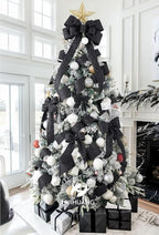 HUIHUANG Glitter Black Wired Ribbon for Christmas Tree 2.5 inch Black Diamond Mesh Wire Ribbon for Tree Decoration, Wreaths, Garland, Gift Wrapping, Bows Making, Halloween Decor -10 Yards