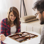 Backgammon Set - Classic Board Game with Premium Leather Case - Portable Travel Strategy Backgammon Game Set for Adults, Kids (11inch, Khaki)