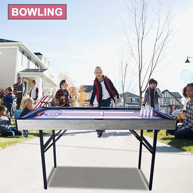 54" 5in1 Multi-fuction Games Table,Folding Multi Game Combination Table Set with Soccer Foosball Table,Pool Table,Hockey Table,Table Tennis Table,Basketball