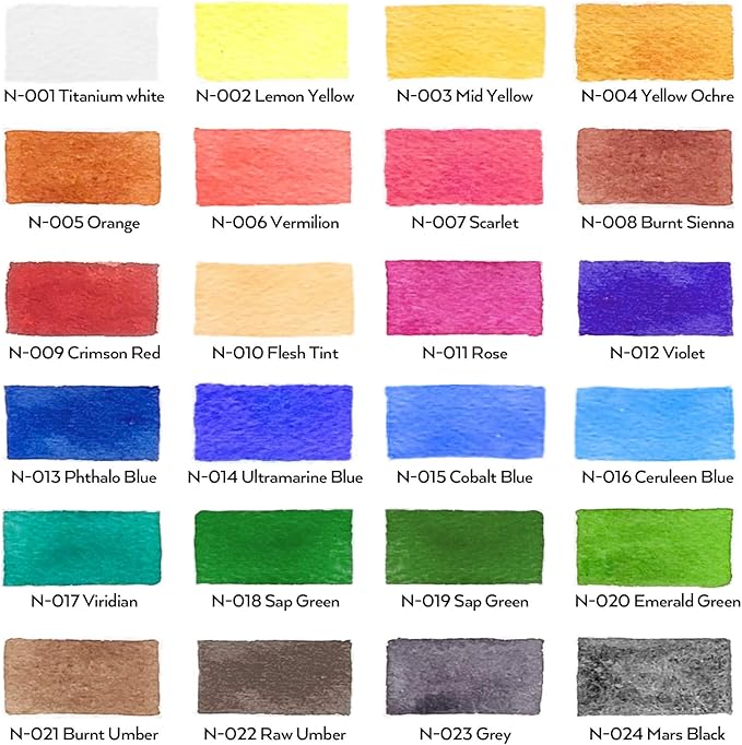 Nicpro Watercolor Paint Set for Adults, Beginner & Artists, 24 Tubes Water Color Paint Set with 25 Watercolor Paper, 8 Squirrel Paint Brushes, Palettes, Color Wheel, Art Painting Supplies