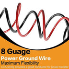 8 Gauge Wire Copper Aluminum CCA 50FT(25FT Red+25FT Black) Power & Ground Cable with 60A Fuse Holder,8ga Lugs,3:1 Heat Shrink Tube - Amp Wiring Kit for Car Audio,Battery,RV Trailer,Marine
