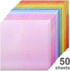 UCEC 50 Sheet Shiny Origami Paper 10 Colors Square Iridescent Origami Paper, Decoration Glitter Square Folding Papers for Kids Arts & Crafts Projects