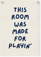 Playroom Wall Decor Linen Canvas Banner,This Room Was Made For Playin 18x25 Inch,Nursery Canvas Art,Kids Bedroom Hanging Flag for Toddler Play