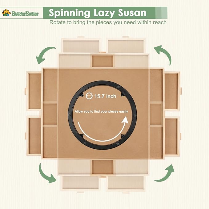1500 Pieces Rotating Puzzle Board with 6 Drawers,34.25"x25.2" Portable Wooden Jigsaw Puzzle Table with Lazy Susan Spinning Cover