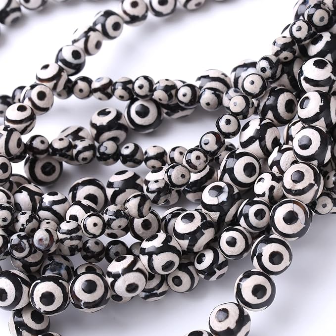 32PCS 12MM NaturalTibetan Stone Beads Round Loose Stone Beads for Jewelry Making DIY Energy Stone Healing Power Bracelet 15"