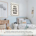 Affirmation Wall Decor It's Cool to be Kind Linen Canvas Banner,Nursery Decor Wall Hanging Flag for Bedroom Playroom Classroom Kids Rroom 18x25 Inch