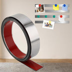 Self Adhesive Backing Metal Strip for Magnets, Flexible Ferrous Memo Tapes Roll for Bulletin Boards in Studio, Office, School (Glossy Silver, 118''L x 1.57''W)