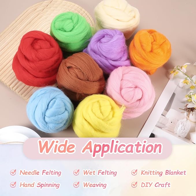 PATIKIL Wool Roving Yarn, 80G/2.82OZ Soft Felting Wool Pure Chunky Roving Yarn Bulk for Needle Felting Knitting Blanket Spinning Weaving DIY Craft, Grass Green