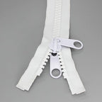 Leekayer 2PCS #10 48 Inch Heavy Duty Zippers for Sewing Separating Large Plastic Zippers White Tape with Double Pull Tab Slider, Sleeping Bag, Boat, Canvas, Cover, Trampoline, Dog Bed,Tent (48" 2pcs)