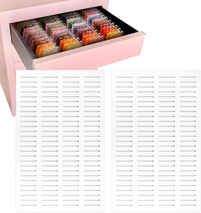 2 Pack PVC Foam Board Inserts for Drawer, Embroidery Floss Storage Organizer-Holds 216 3mm Bobbins, Embroidery Thread Holder for Cross Stitcher Storage(Bobbins are Not Include)