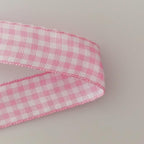 Pink Gingham Plaid Checked Ribbon 25 Yards Each Roll 100% Polyester (5/8",Pink)