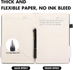 Aodaer 12 Set Lined Notebook Journals with Pens A5 Notebooks 100 GSM College Ruled Hardcover Notebook PU Leather Notepad with Pen Holder for Office School, 5.7 x 8.3 Inches, Black