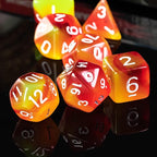 7-Die DND Dice Set Polyhedral Dice Set with a Leather Dice Bag, D&D Dice Set for Dungeons and Dragons, RPG Table Games (T/Red Yellow)