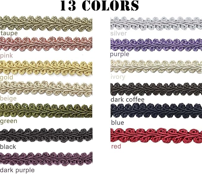 BEL AVENIR Braid Trim 1/2 inch 13.6 Yards French Gimp Basic Sewing Polyester DIY Crafts Costume Home Decorative (Purple)
