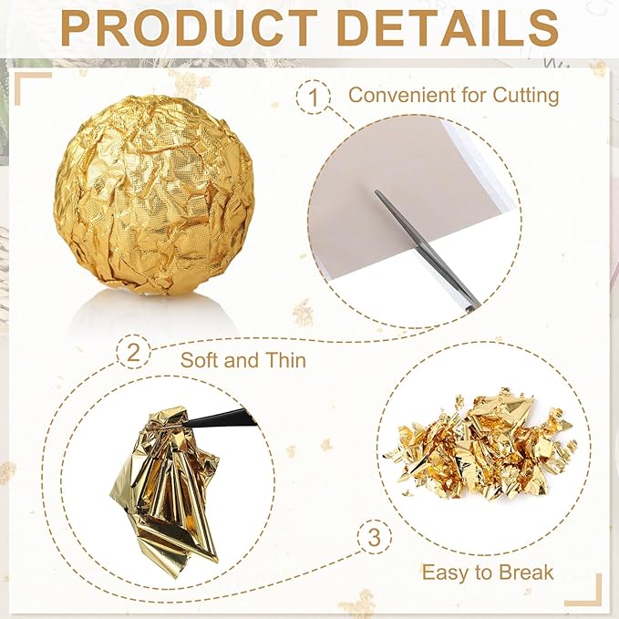 PATIKIL Gold Leaf Sheets for Art 3.7" x 3.4", 100 Pcs Gold Foil Sheet Metallic Leaf Papers for DIY Crafts Resin Furniture Nails Paintings Home Decoration, Light Blue