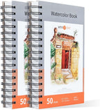 HTVRONT Watercolor Paper - 100 Sheets 5.5"x8.5" Watercolor Pad, 140 lb/300 GSM Watercolor Paper Pad, Spiral Bound for Full Spread & Sturdy Use, Ideal for Wet & Dry Media