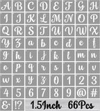 BAMIDELE 1.5 Inch Alphabet Letter Stencils for Painting, 66 Pcs Reusable Plastic Calligraphy Letter Stencils and Numbers Template Kit for Painting on Wood, Chalkboard, Fabric, Door Porch, Wall Art
