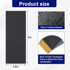 Romeda 72Pcs Sand Paper, 9x3.6 Inches, Silicon Carbide, 120/150/180/240/320/400/600/800/1000/1500/2500/3000 Grit, Wet/Dry, Compatible with Wood, Metal, Plastic
