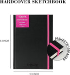 CuppaClip Sketch Book Hardcover Drawing Pad 300GSM Acid-Free Paper Spiral Bound Sketchbook 50 Sheets/100 Pages Art Supplies (Hardcover, 5.9x8.3in)