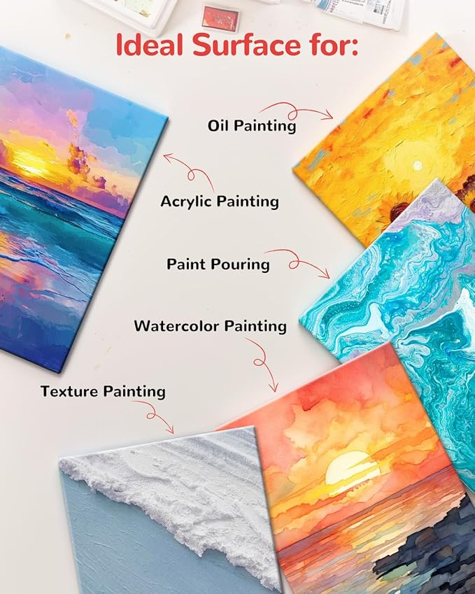 Canvas Boards for Painting 24 Pack, 11x14 Inch Canvas Panels, 100% Cotton White Blank Art Supplies for Acrylics Oil Watercolor Tempera Paints