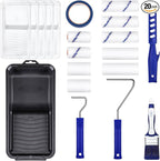 20pcs Small Paint Roller Kit, 4“ 2” Mini Roller Paint Brush with Special Caved-in Edge Foam, Microfiber Rollers and Versatile Paint Tray for Painting Walls, Cabinet, Touch up
