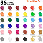 Shuttle Art Acrylic Paint Set, 36 Colors Acrylic Paint with Brushes & Palette, 2oz/60ml Bottles, Rich Pigments Non-toxic for Artists Kids & Adults, Painting on Canvas Rock Ceramic Wood