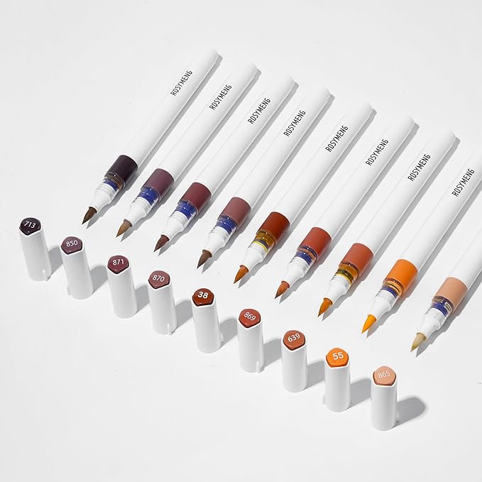ROSYMENG 9 Color Acrylic Paint Pens,Quick-Drying Waterproof Acrylic Paint Markers, Soft Brush Tip Acrylic Markers for Canvas, Rock Painting, Wood, Stone, Glass, Ceramic, Fabric Painting, DIY Crafts