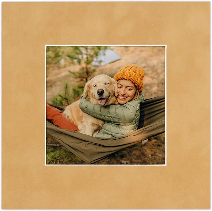 Pack of TEN 11x14 Mats Bevel Cut for 8.5x11 Photos - Acid Free Beige Suede Precut Matboards For Pictures, Photos, Framing - 4-ply Thickness