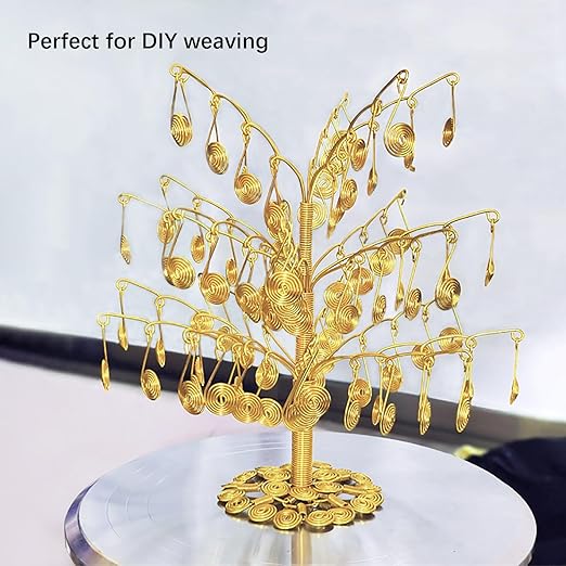 12 Gauge Aluminum Craft Wire, 2mm×30Yards Bendable Metal Craft Wire for Bonsai Plant Stand, Doll Skeletons, Wire Sculpture, Jewelry Making and Home Decorations (Golden)