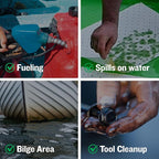 FLASHDRY Marine Oil & Fuel Spill Absorbent Pads - 17.5” x 13.5”, Water Repellent, Effective Spill Control, Marine Protection, High-Performance, Eco-Friendly, Tear Resistant - 300 Pads in Total