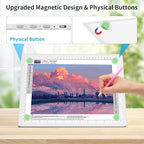 TOHETO A4 Light Board for Diamond Painting, Super Bright Magnetic Light Pad with Side Buttons, Lightbox for Tracing and Drawing, Corded Light Table for Sketching, Animation, Weeding Vinyl (White)