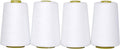 Mandala Crafts 4 Pack of Serger Threads Cones Spools - 20S/2 24000 Yards Polyester White Threads for Sergers Machine and Overlock Quilting Sewing Machine