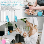 SATINIOR 12 Pack 32 oz Plastic Container Jars with Lids Round Clear Travel Cosmetic Container Slime Jars for Toiletries, Lotion, Cream, Ointments, Makeup, Rhinestone, Samples, Kitchen Storage(Blue)