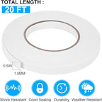 ToLanbbt Double Sided Foam Tape 0.5In x 20FT, Mounting Tape Heavy Duty, Strong Adhesive Weatherproof Seal Strips for DIY Craft Picture Poster, Car & Gap Filling Mountings, Home Office Decor (White)