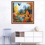 Joyhoor Cross Stitch Kits for Beginners Stamped Cross-Stitch Supplies Needlework preprint Embroidery Kits for Adults DIY Needlepoint Kits Embroidery Patterns 11CT-Brown Bear Landscape 18x18 inchs