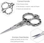 BIHRTC 4.5inch Sewing Embroidery Scissors Craft Scissor with Leather Case Sharp Tip Stainless Steel Scissors Shear for Office Home Sewing Supplies Cross Stitch Needlework DIY Antique Pewter